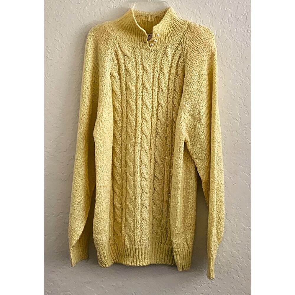 Sweater-Miranda-Cable Knit-Long Length-Long Sleeve-Bright Yellow-Size LRG